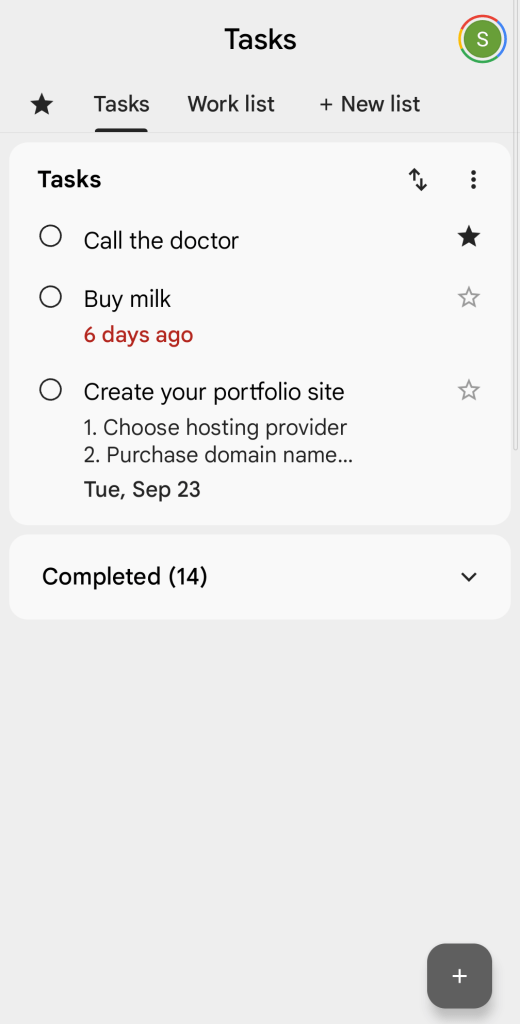 1 google tasks